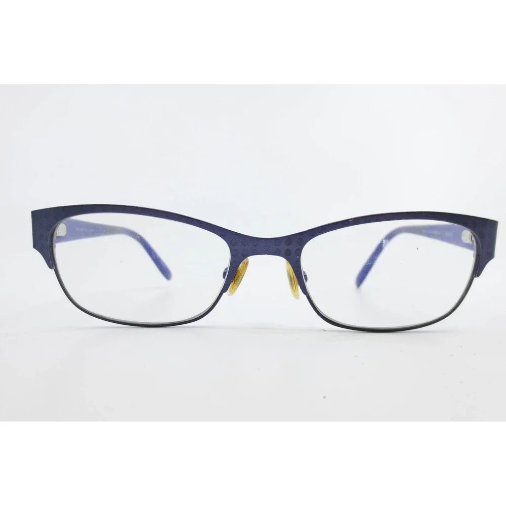 M. Equipment Detailed Purple Polka Dot Eyeglasses Frames 51-17-135 Cat Eye 37160